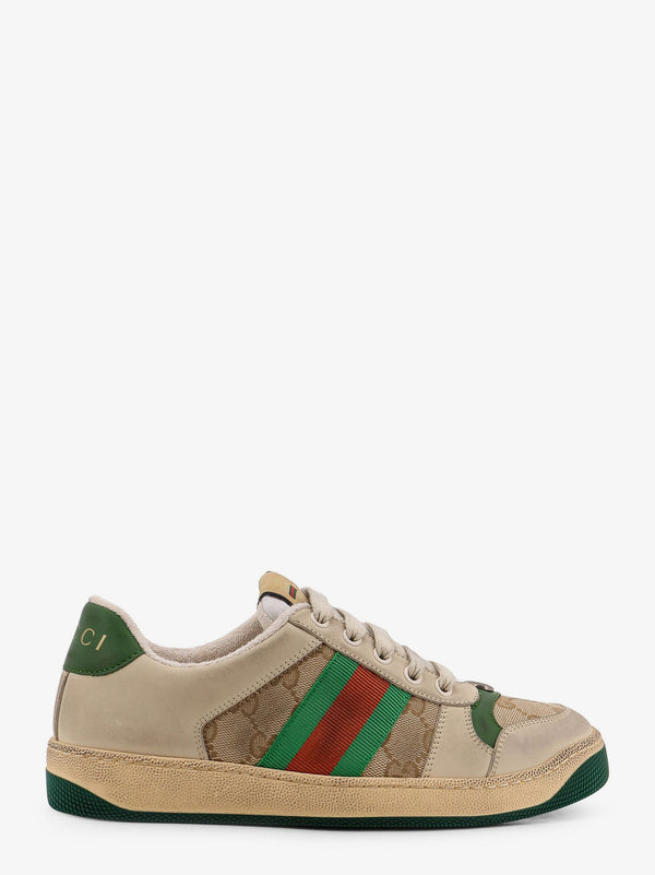 Gucci Screener Low-Top Leather And Supreme Gg Fabric Sneakers
