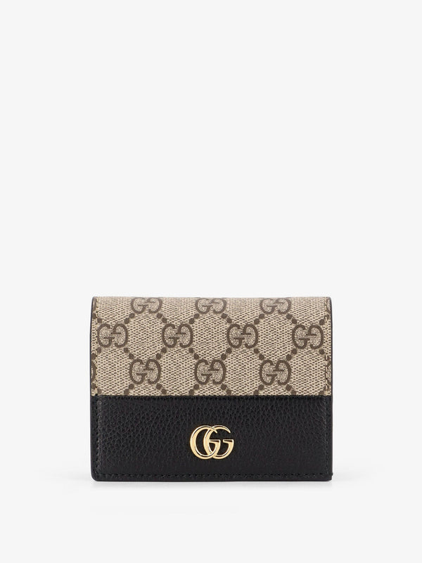Gucci Mini Wallet Leather And Gg Supreme Fabric Card Holder