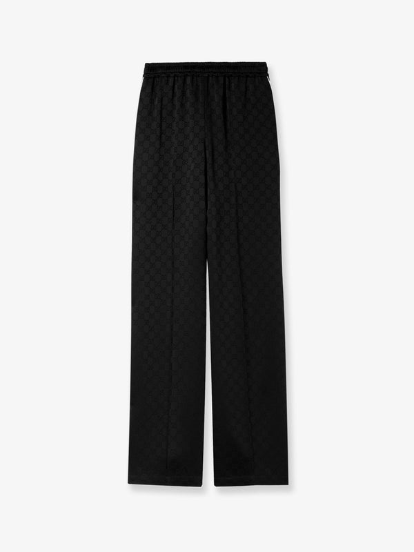 Gucci Viscose Blend Trousers With All-Over Gg Motif