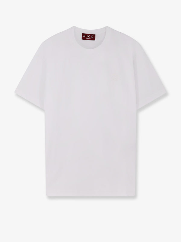 Gucci Cotton T-Shirt With Embroidered Gg Incrocio Logo