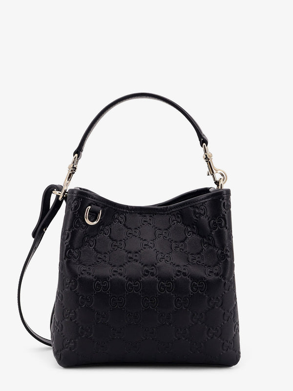 Gucci Gg Emblem Leather Bucket Bag