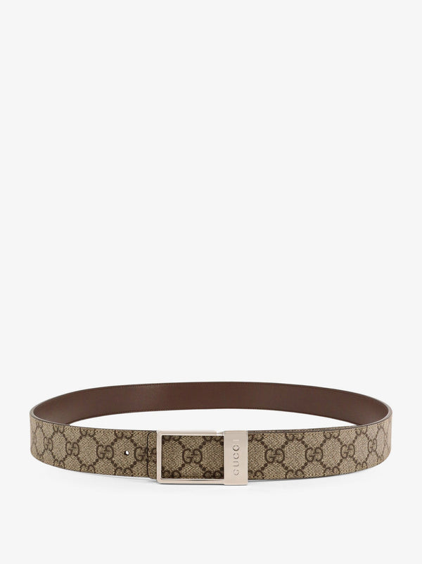 Gucci New Frame Gg Supreme Fabric And Leather Belt