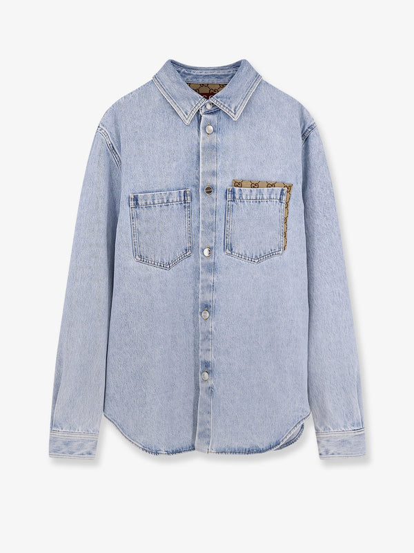 Gucci Denim Shirt With Gg Insert