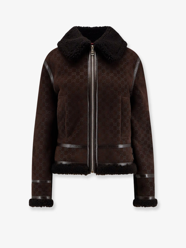 Gucci Suede Jacket With Gg Motif