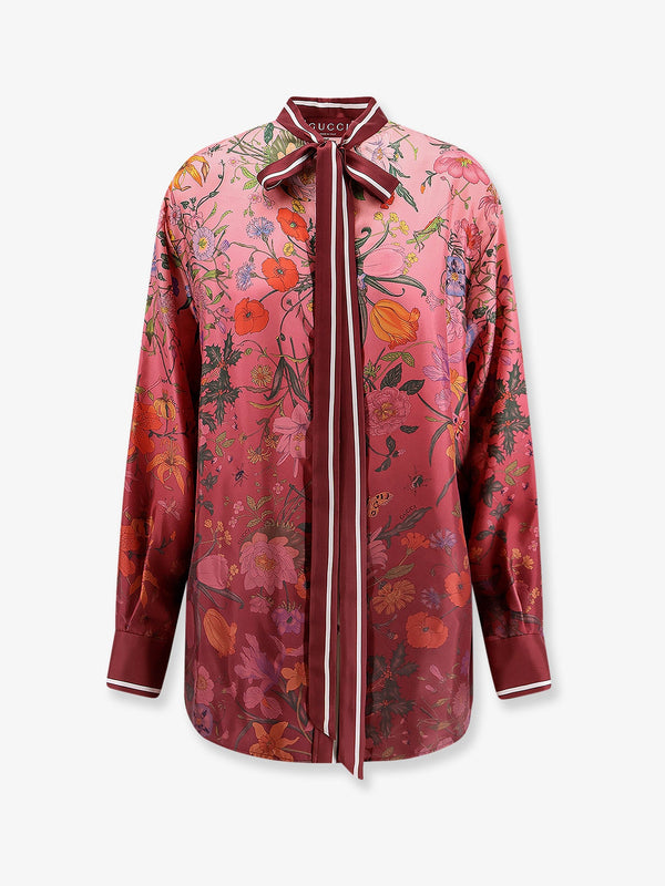 Gucci Silk Shirt With Gucci Flora Print