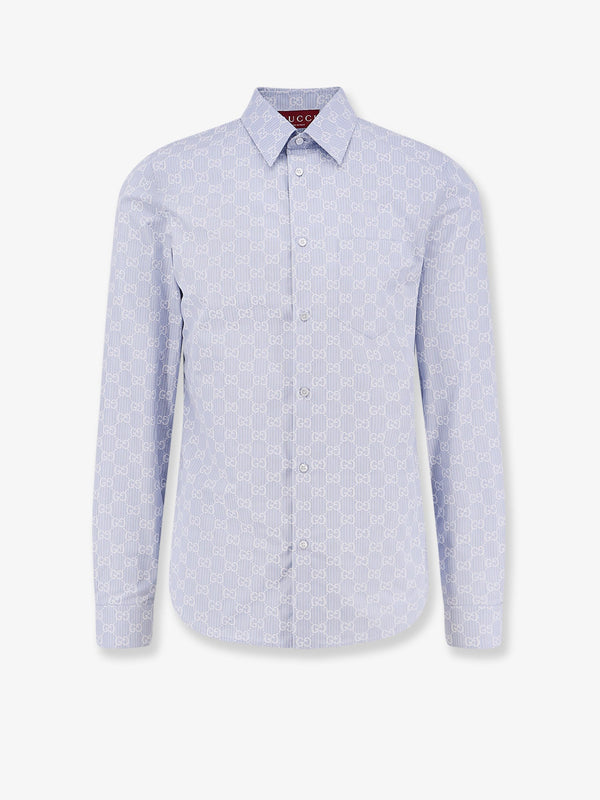 Gucci Cotton And Silk Shirt With All-Over Gg Logo