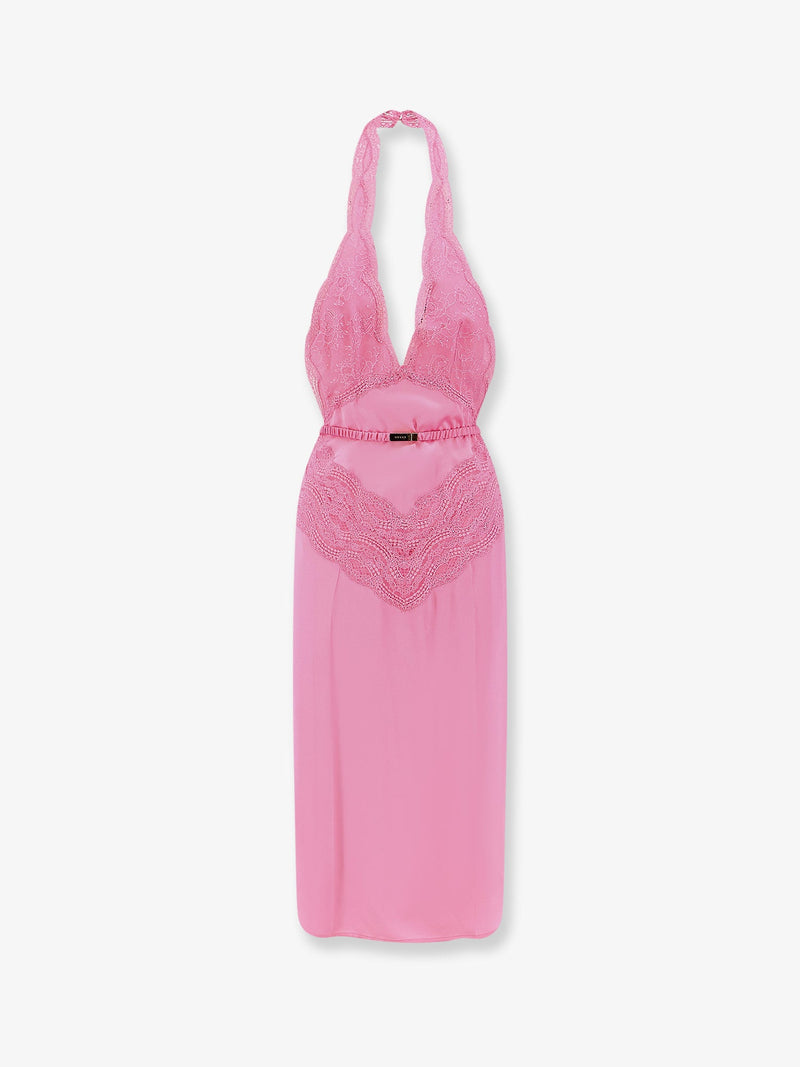 Gucci Gucci Silk Satin Midi Dress Pink - World Class Fashion