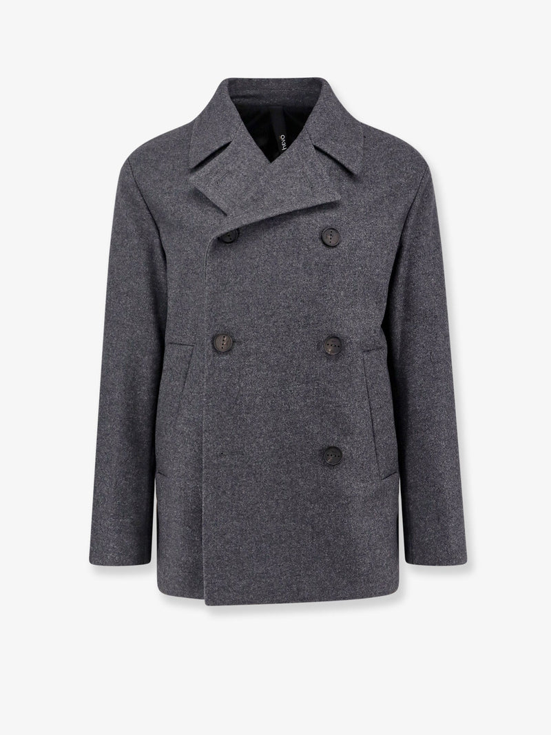 Hevo Hevo Double-Breasted Virgin Wool Blend Coat Grey - World Class Fashion