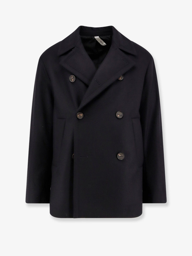 Hevo Hevo Trani Double-Breasted Wool Blend Coat Blue - World Class Fashion