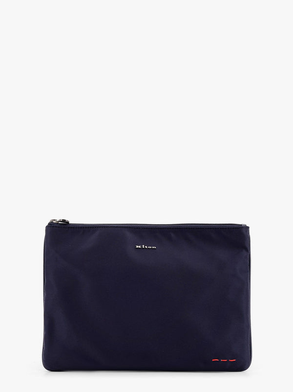 Kiton Ciro Paone Nylon Clutch With Metal Lettering Logo