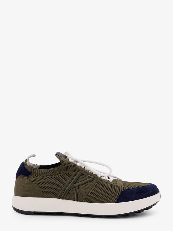 Kiton Ciro Paone Low-Top Mesh Sneakers With Suede Profiles