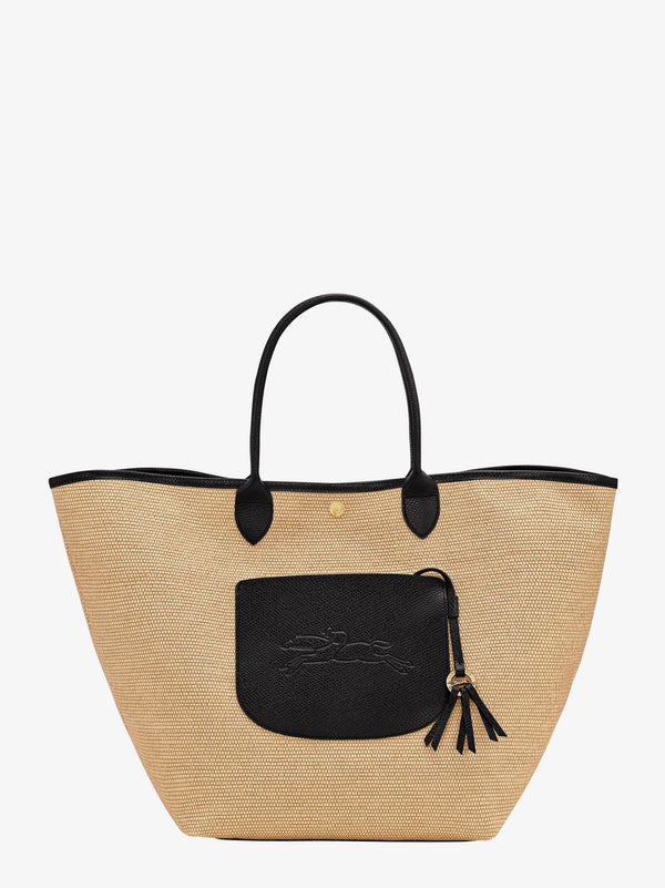 Longchamp Paris Le Panier Pliage Raffia And Leather Shoulder Bag