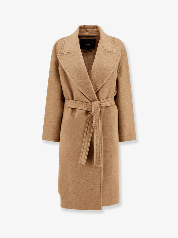 Max Mara Valle Cashmere Coat With Belt At Waist