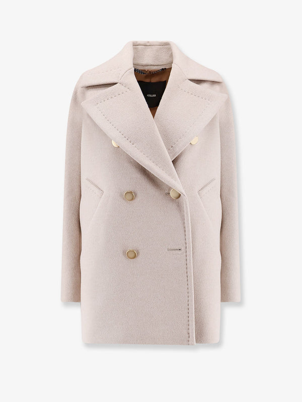 Max Mara Berta Cashmere Peacoat With Gold Metal Buttons