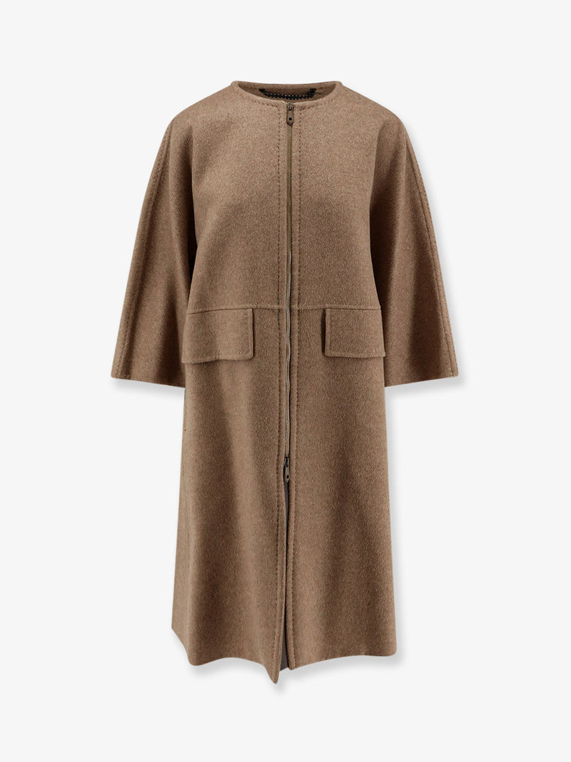 Max Mara Abrigo Max Mara Amour de cachemir marrón - World Class Fashion