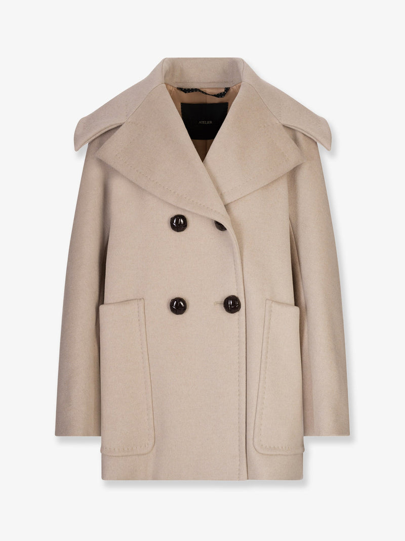 Max Mara Abrigo de cachemir cruzado Mario de Max Mara, color beis - World Class Fashion