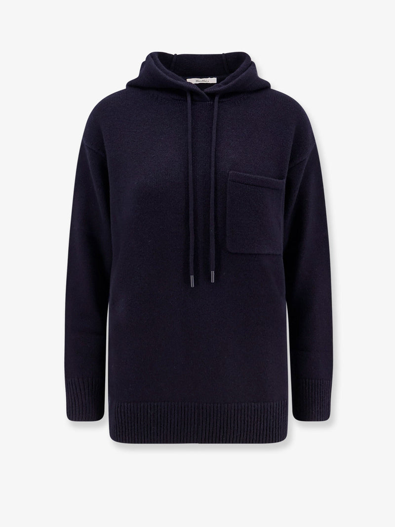 Max Mara Max Mara Liana Cashmere and Wool Hooded Sweater Blue - World Class Fashion