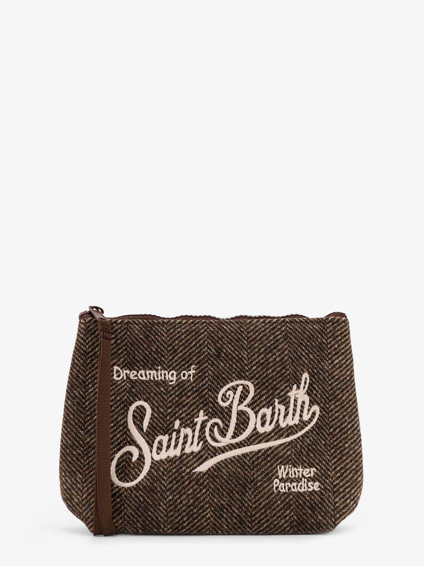 Mc2 Saint Barth Aline Wool Clutch Bag With Herringbone Pattern