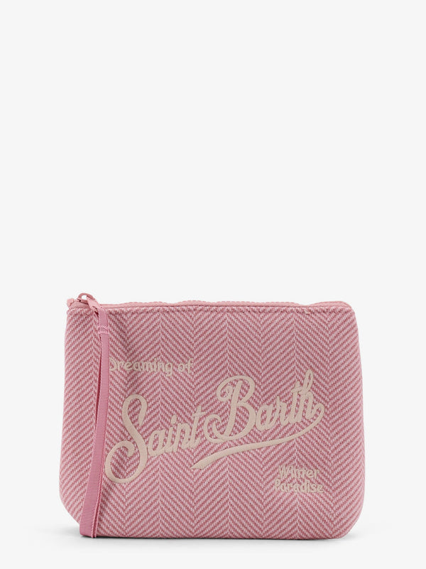 Mc2 Saint Barth Aline Wool Clutch With Herringbone Motif