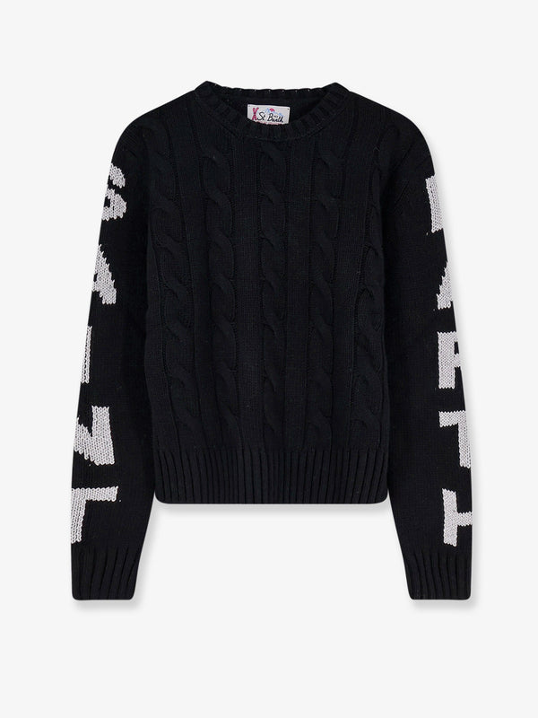 Mc2 Saint Barth Malmo Wool Blend Cable Knit Sweater