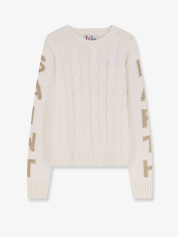 Mc2 Saint Barth Malmo Wool Blend Cable Knit Sweater