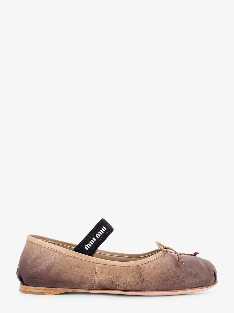 Miu Miu Miu Miu Bailarinas de piel beige para mujer - World Class Fashion