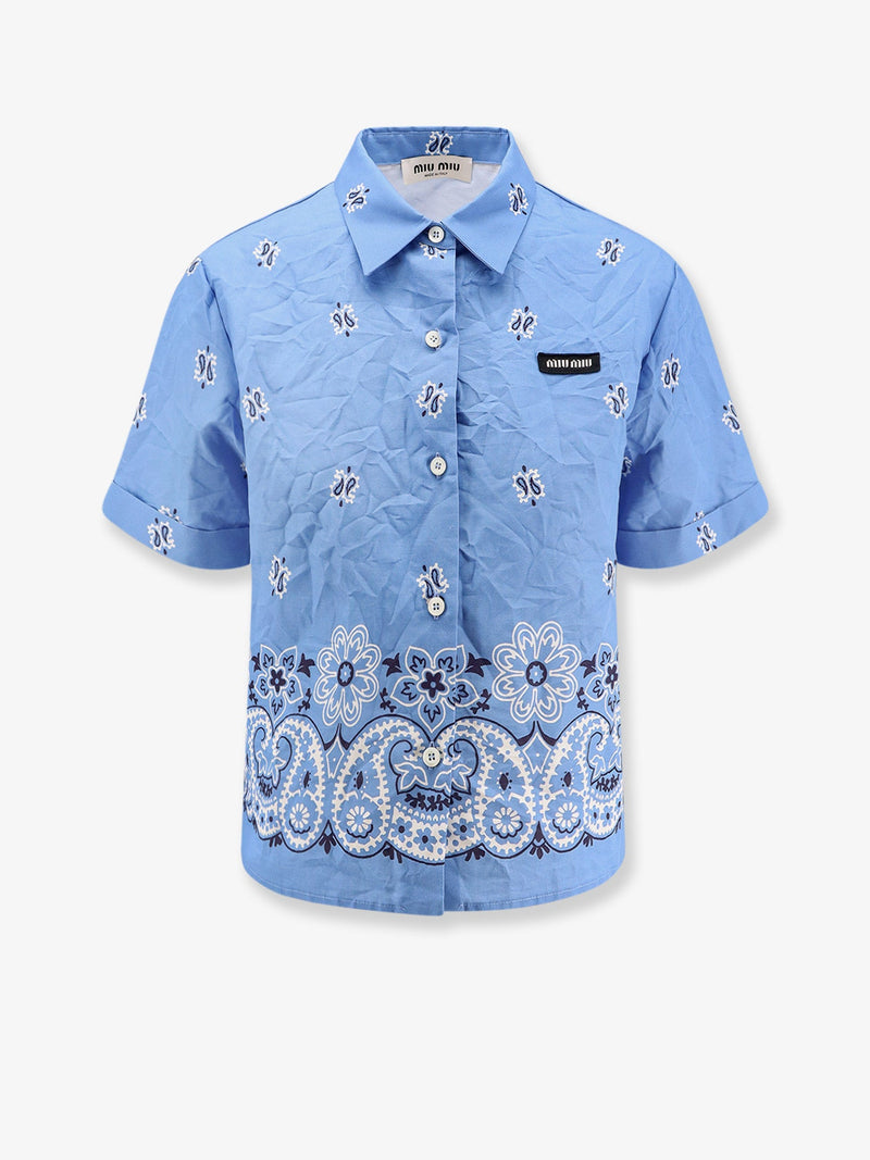 Miu Miu Miu Miu Bandana Cotton and Linen Shirt Blue - World Class Fashion
