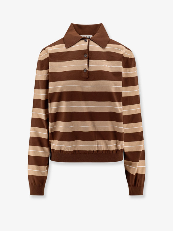 Miu Miu Striped Cotton Polo Shirt