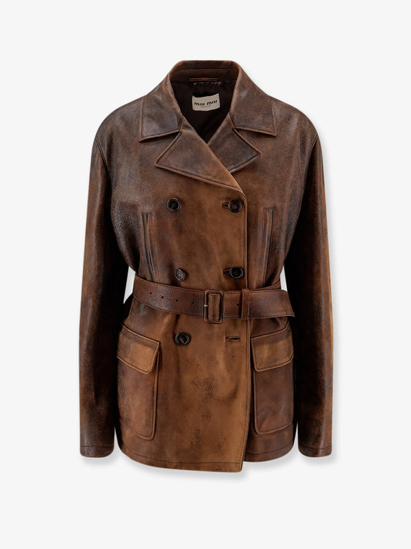 Miu Miu Double-Breasted Vintage Effect Suede Jacket