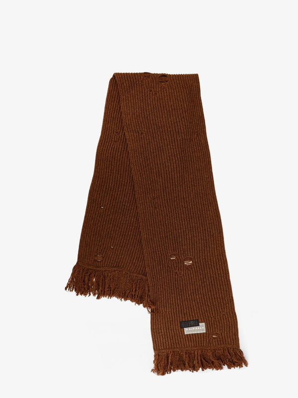Mm6 Maison Margiela Wool Blend Scarf With Distressed Effect