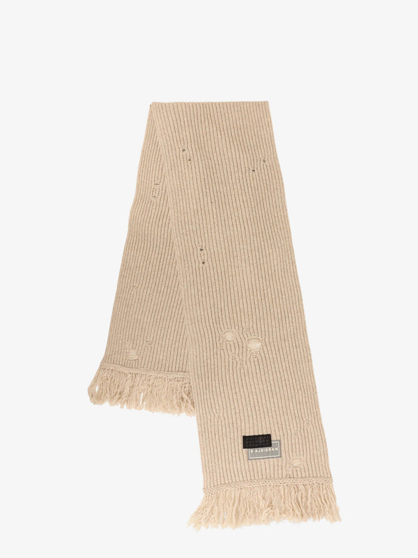 Mm6 Maison Margiela Wool Blend Scarf With Distressed Effect
