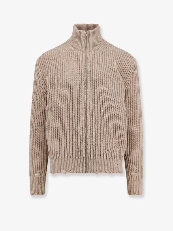 Mm6 Maison Margiela Wool Blend Cardigan With Distressed Effect