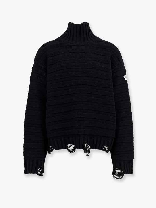 Mm6 Maison Margiela Wool Blend Sweater With Distressed Effect