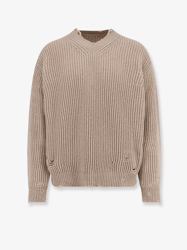 Mm6 Maison Margiela Wool Blend Sweater With Distressed Effect