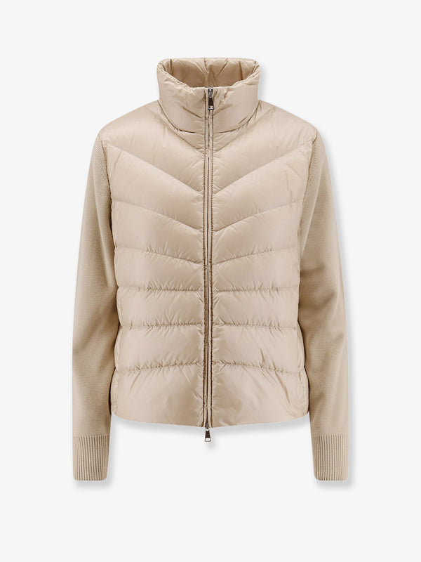 Moncler Nylon Down Jacket With Wool Sleeves