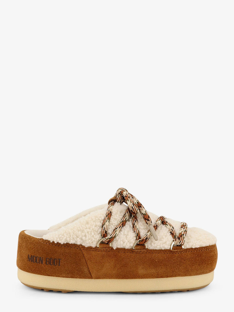 Moon Boot Moon Boot Shearling and Suede Slip-On Beige Women - World Class Fashion