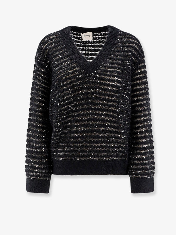 Nude Wool Blend Sweater With Sequins