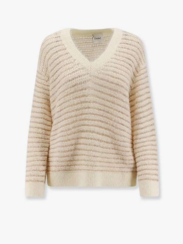 Nude Wool Blend Sweater With Sequins