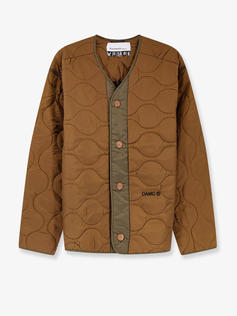 Oamc Peacemaker Oamc Peacemaker Combat Liner Quilted Nylon Jacket Brown - World Class Fashion