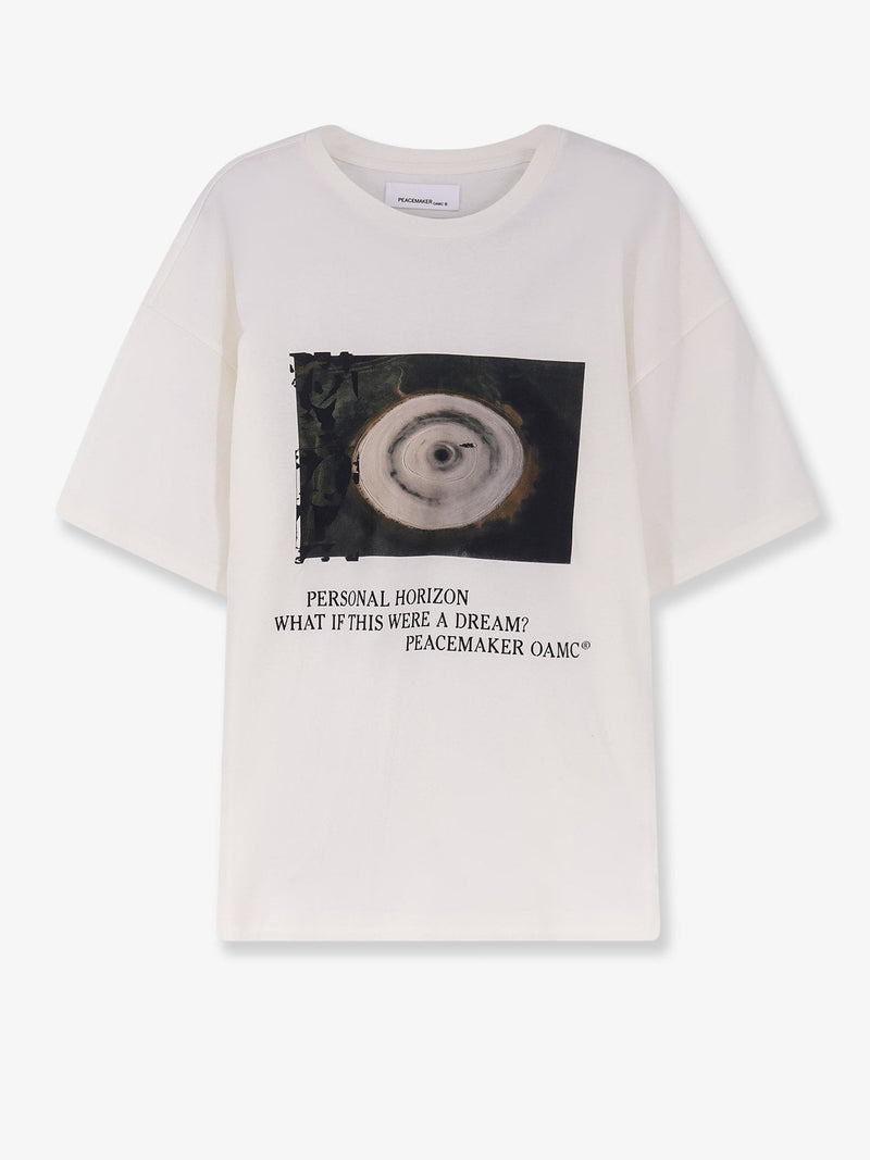 Oamc Peacemaker Camiseta Oamc Peacemaker Loose Fit Landart 03 Blanca - World Class Fashion