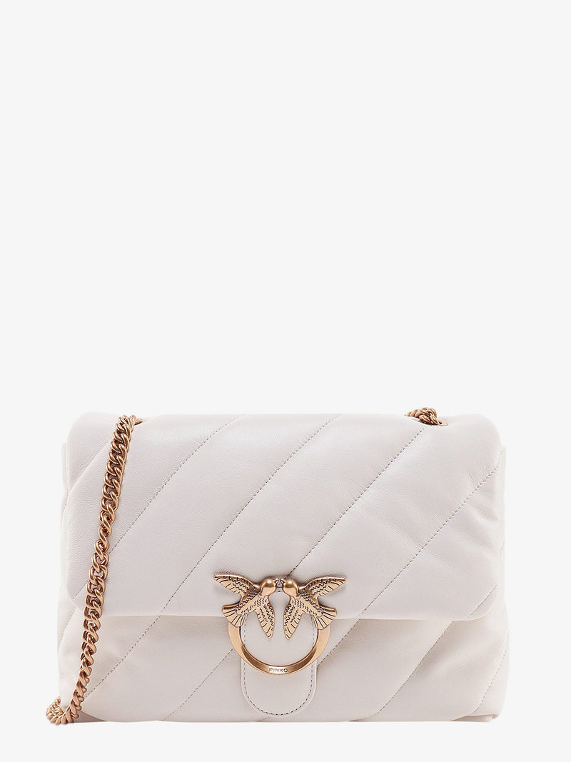 Pinko Pinko Matelassé Leather Shoulder Bag White - World Class Fashion