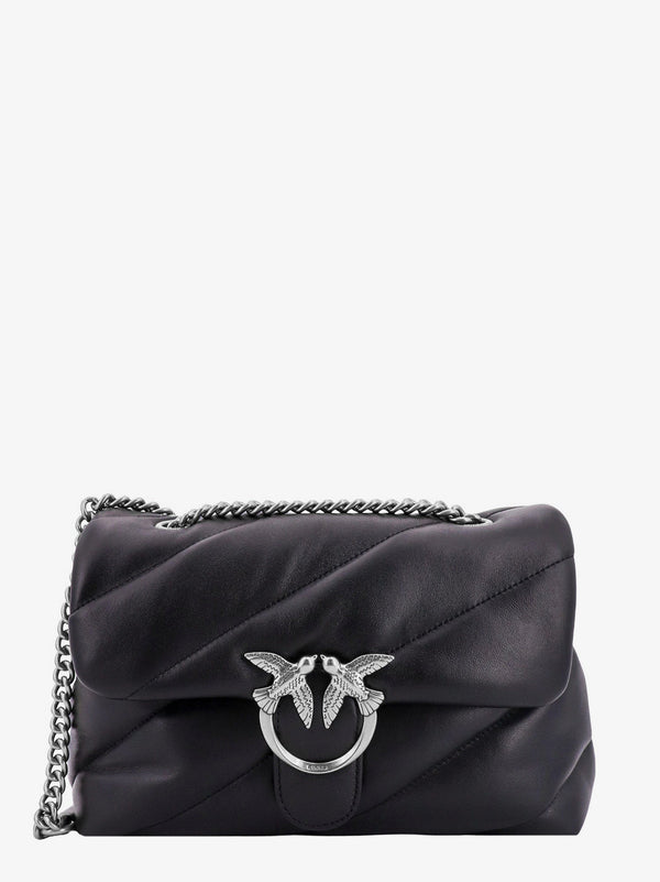 Pinko Matelassé Leather Shoulder Bag With Iconic Love Birds Buckle