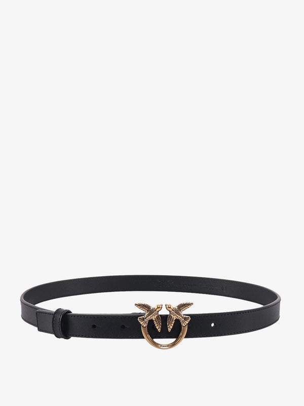 Pinko Love Berry Leather Belt With Love Birds Buckle