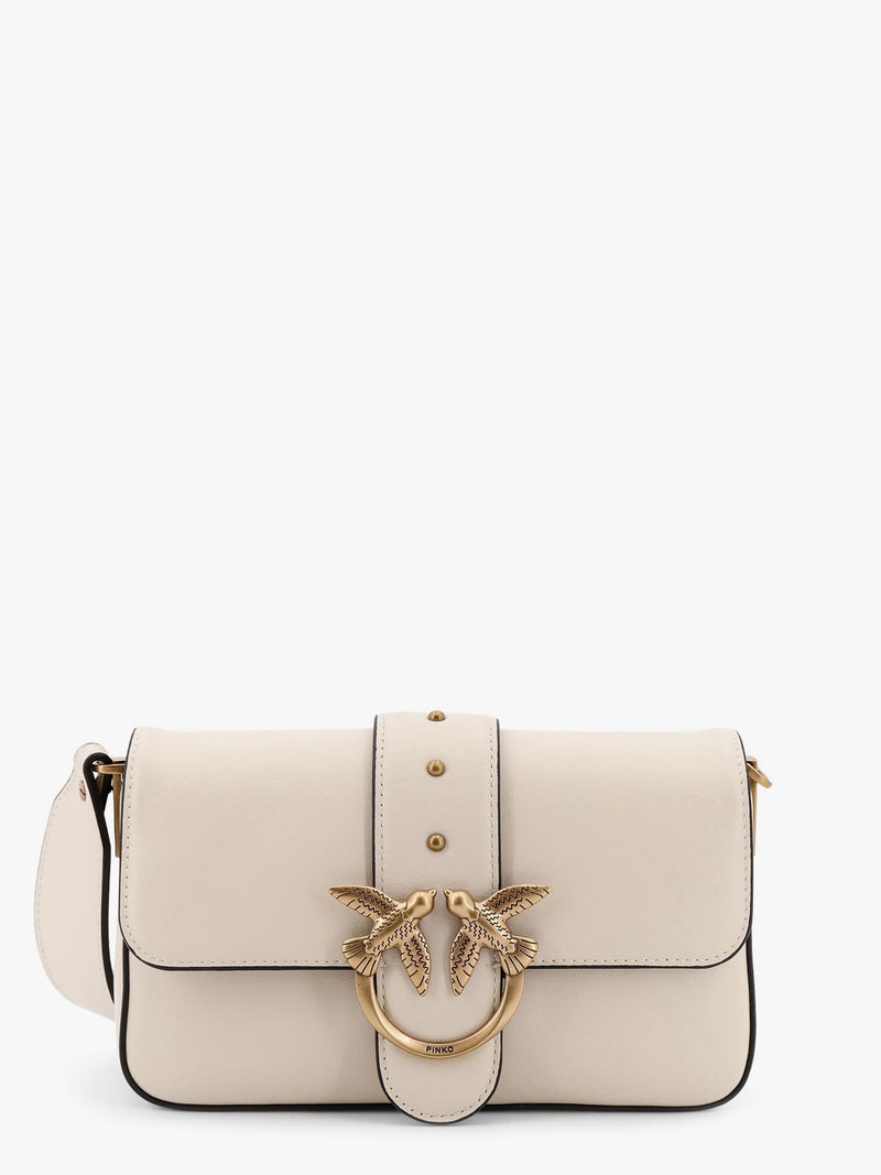 Pinko Pinko Love One Mini Leather Shoulder Bag White - World Class Fashion