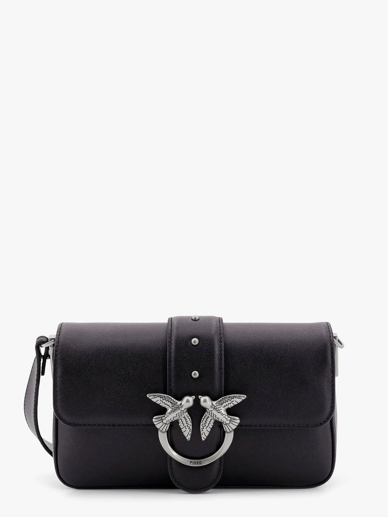 Pinko Pinko Love One Mini Leather Shoulder Bag Black - World Class Fashion