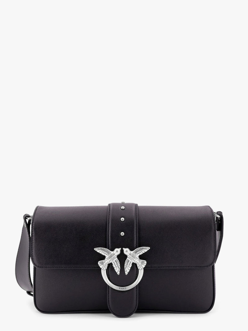 Pinko Pinko Love One Classic Leather Shoulder Bag Black - World Class Fashion