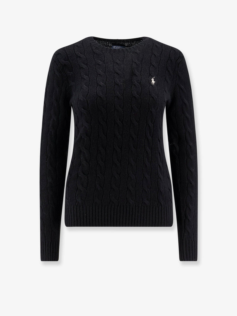Polo Ralph Lauren Polo Ralph Lauren Suéter de lana y cachemir de punto trenzado negro - World Class Fashion