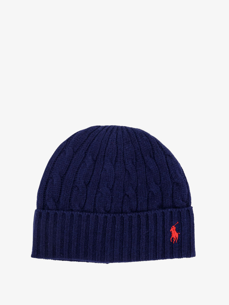 Polo Ralph Lauren Polo Ralph Lauren Wool Blend Cable Knit Beanie Blue - World Class Fashion