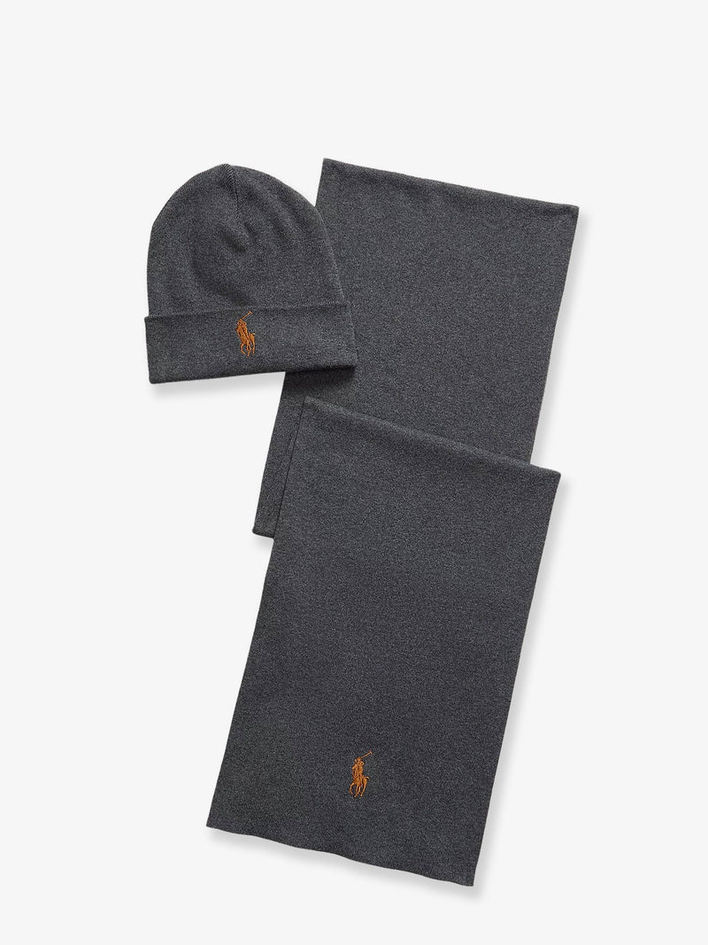 Polo Ralph Lauren Polo Ralph Lauren Cotton Hat and Scarf Set Grey - World Class Fashion