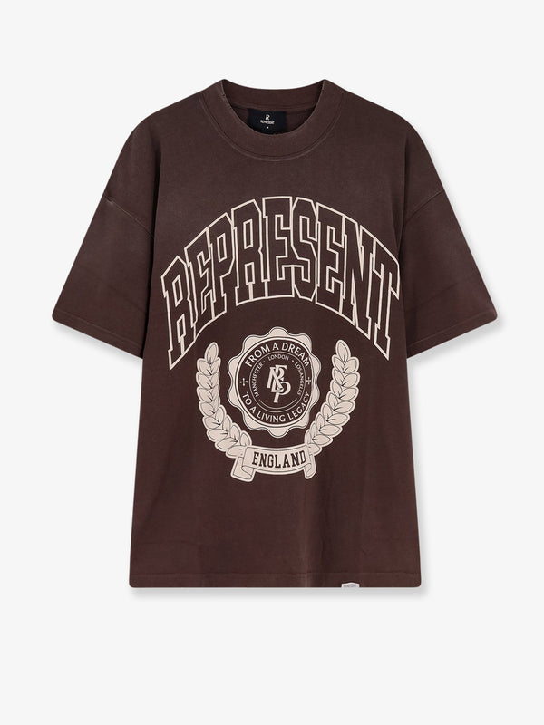 Represent Legacy Crest Cotton T-Shirt With Distressed Effect